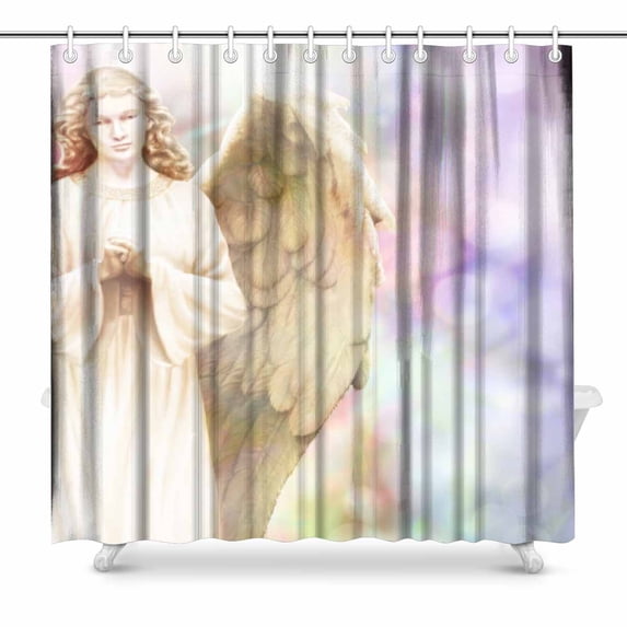 SUNENAT Traditional Angel with Wings on Space Waterproof Shower Curtain, Bathroom 72(Wide) x 72(Height) Inches