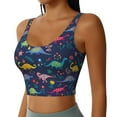 thumbnail image 2 of Xecao Dinosaur Flowers for Sports Bra with Removable Pads, Crop Tank Top Design, Women's Longline Sports Bra - Non-Wired - XX-Large, 2 of 9
