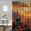 thumbnail image 2 of JEUXUS Desert Cactus Sunrise Tropical Saguaro with Abandoned Vehicle Home Bathtubs Bathroom Curtain Decoration White, 2 of 7
