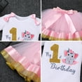 thumbnail image 6 of FYMNSI Baby Girl My 1st First Birthday Cake Smash Outfit Elephant Zoo Animal Tutu Set One Year Old Party Cotton Short Sleeve Romper Skirt Headband Set 1 Year Pink + Golden, 6 of 7