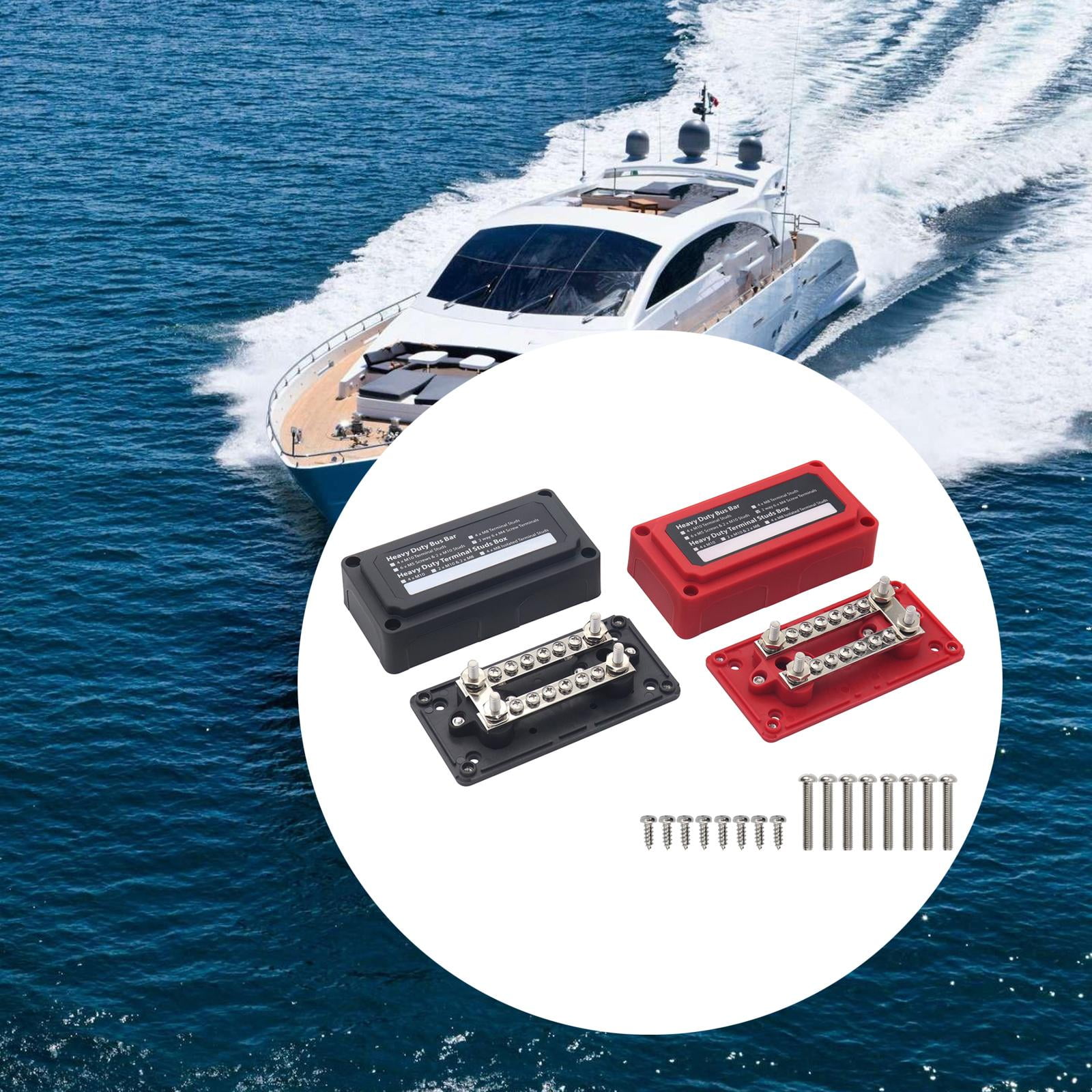 2x Power Distribution Block Junction Block Heavy Duty 300 Amp Rating Bus Bar Terminal Block for Truck Boat Car RV Marine Style C