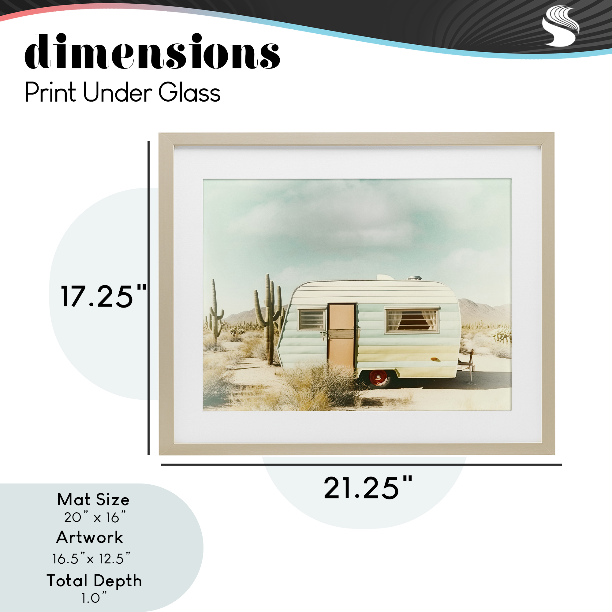 Desert Trip Vintage Birch Framed Print Under Glass, design by Decent Exposures