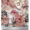 thumbnail image 1 of Soimoi Orange Poly Georgette Fabric Paisley & Leopard Animal Skin Print Fabric by the Yard 52 Inch Wide, 1 of 3