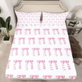 thumbnail image 2 of jejeloiu Cartoon Bowtie Bow Bed Sheets,Pink White King Sheets For Girl 4pcs, 2 of 7