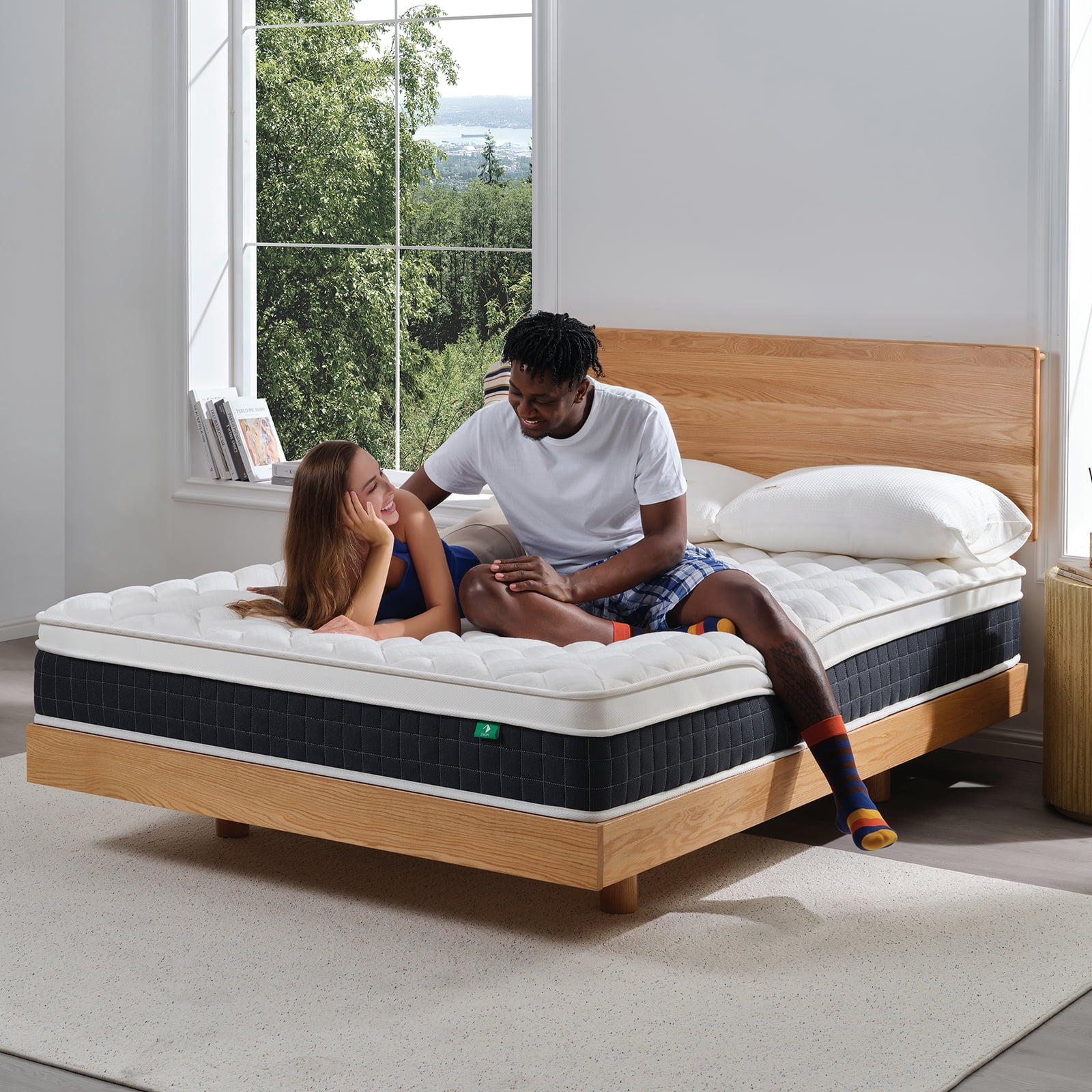King Size Hybrid Mattress, Z-HOM Classic 10 inch Foam Euro Top Mattress, 5-Zone Pocket Spring Support for Back Pain, Medium Firm