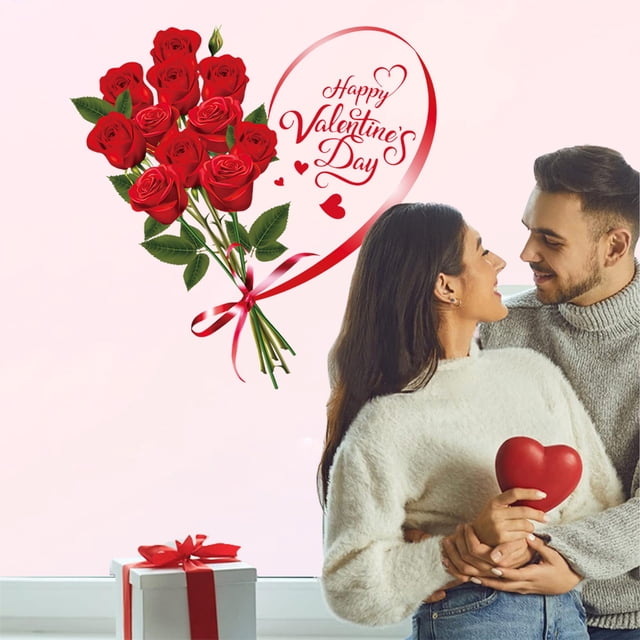 Calcomanía adhesiva con diseño de San Valentín para sala de estar, aniversario, fiesta, decoración del hogar, calcomanías extraíbles para pared, calcomanías extraíbles para pared,
