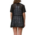 thumbnail image 3 of INSPIRE CHIC Women's Swimsuit Cover Up Button Down Short Sleeve Crochet Coverups S Black, 3 of 6