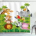 thumbnail image 1 of Ambesonne Cartoon Shower Curtain, Zoo Mascots, 69"Wx75"L, Multicolor, 1 of 3