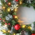 thumbnail image 3 of Christmas Wreath with Lights Artificial Christmas Wreath Decorated with Pine Cones Berry Clusters Frosted Branches Ball Ornaments Christmas Decorations for Window Indoor & Outdoor., 3 of 5