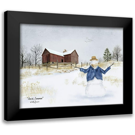 Jacobs, Billy 14x12 Black Modern Framed Museum Art Print Titled - Amish Snowman