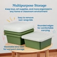 thumbnail image 4 of ECR4Kids Stackable Square Bins with Non-Snap Lids, Multipurpose Organization, Hunter Green, 4-Pack, 4 of 9