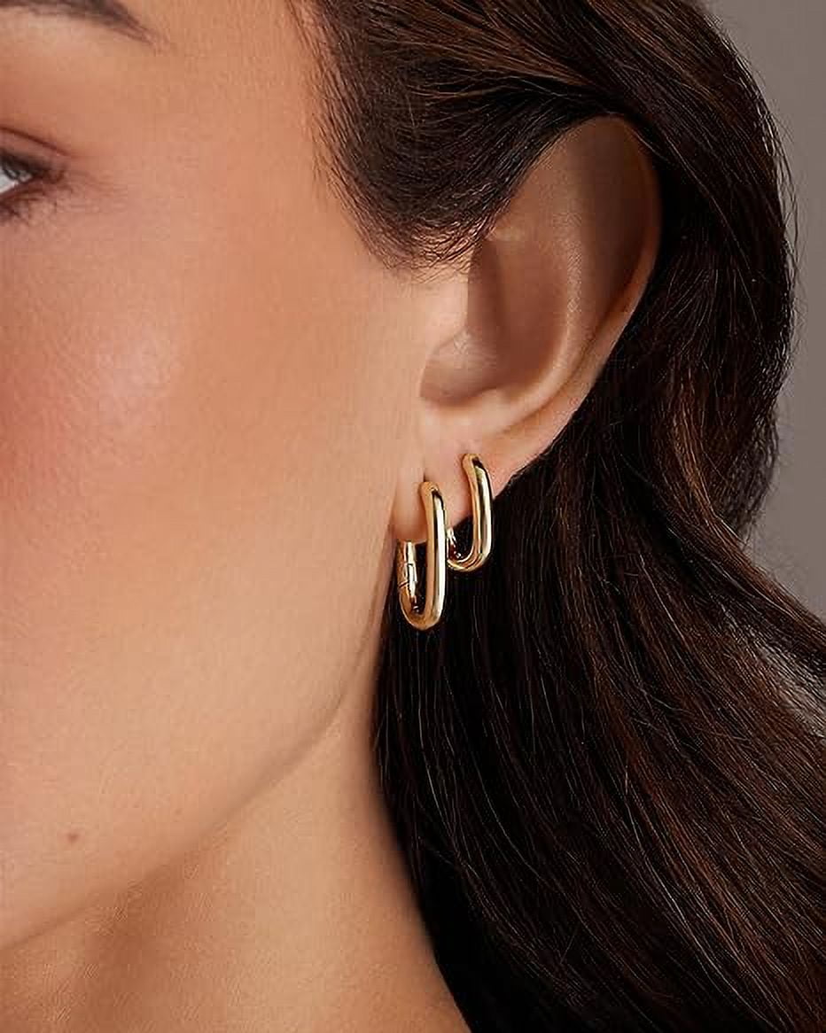 Rounded Rectangle Hoop Earrings – Suzy B Jewelry