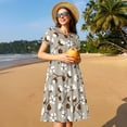 thumbnail image 4 of Disketp Cotton Tree para Vestido de Manga Corta para Mujeres, Vestidos de Verano para Mujeres, Casual y Holgado para la Playa, 4 of 6