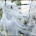 thumbnail image 4 of Ensemble de 5 Toiles d'Araignée Décoration Halloween avec 2 Araignées (Blanc), 4 of 5