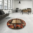 thumbnail image 4 of Ahgly Company Machine Washable Indoor Round Contemporary Vermilion Red Area Rugs, 7' Round, 4 of 7