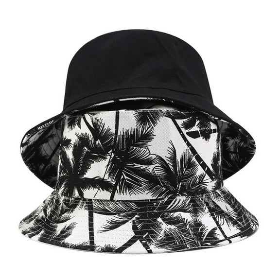 Cheers.US Unisex Coconut Tree Bucket Hat Summer Beach Hat Dual Use Sun Hat Outdoor