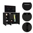 thumbnail image 3 of Miekor Furniture Letna Double Door Cabinet Dresser, Two Drawers, Four Interior Shelves, Three Cabinets With Door, Rod -Black W5U052, 3 of 8