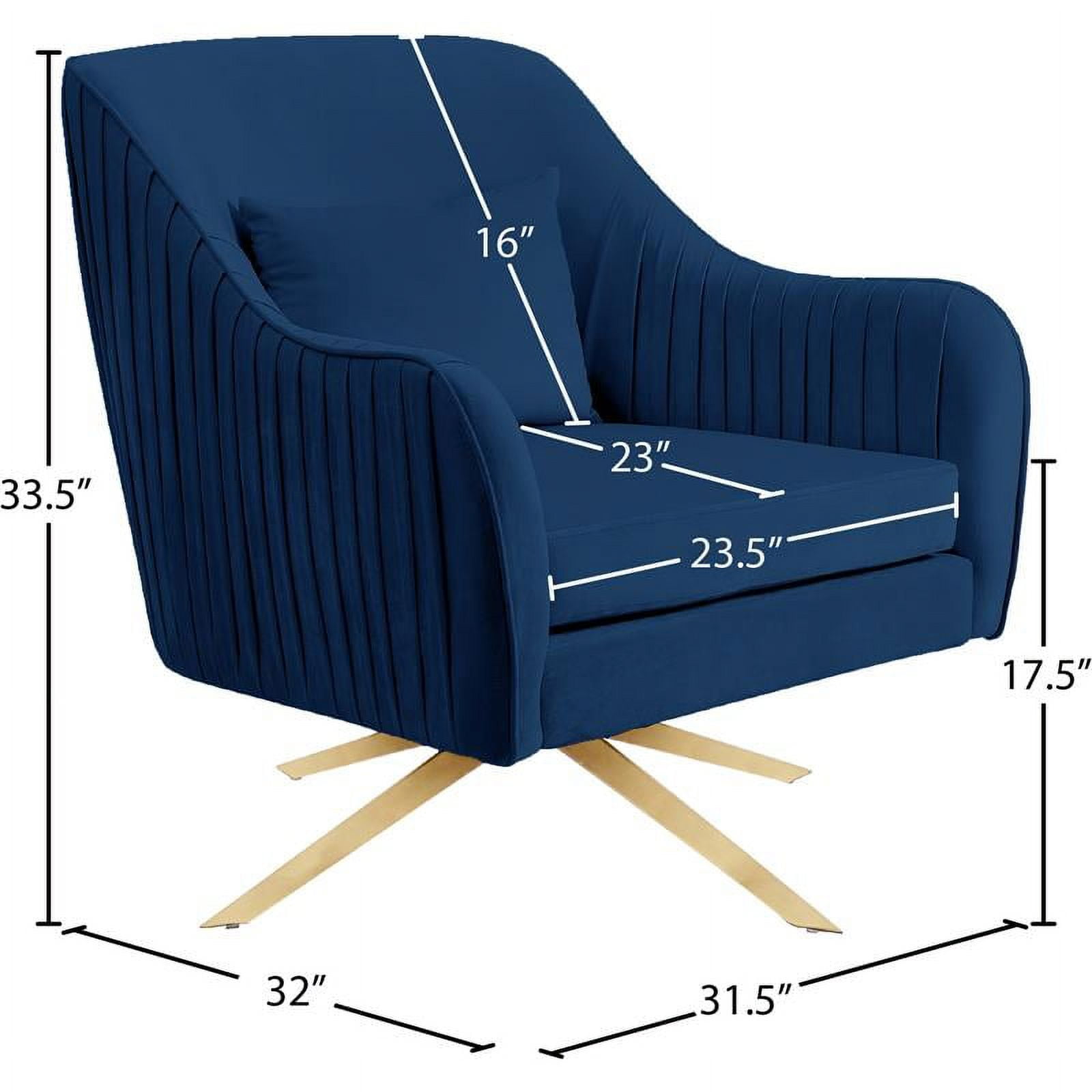Meridian Furniture Paloma 17.5"H Velvet Accent Chair in Navy and Gold