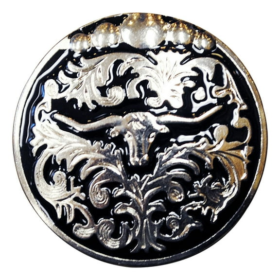 Set Of 2 Western Screw Back Concho Long Horn Black Saddle Bling Cowgirl