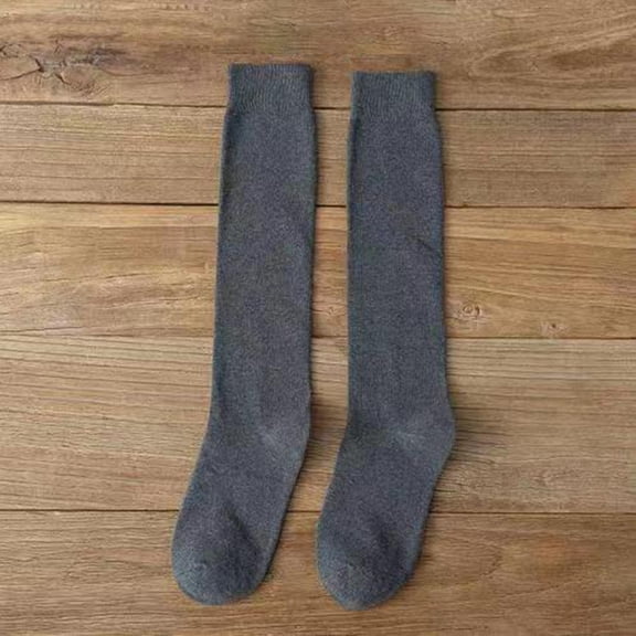 Women's Cotton Knee High Socks, Casual Solid Color Knit Long Stockings, Soft and Breathable Athletic High Tube Socks, Assorted Colors, Dark Gray, One Size