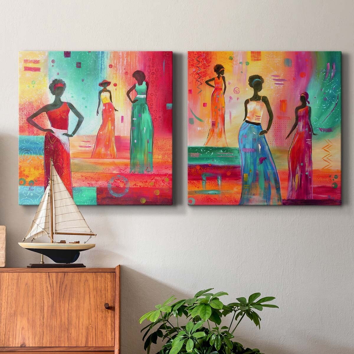 Indigo Field I - Premium Gallery Wrapped Canvas - Ready to Hang Set of 2 - 40 x 40 Each