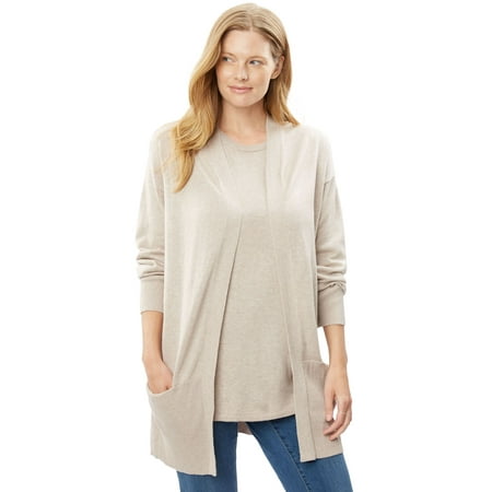 - Woman Within Plus Size Fine Gauge Open Front Cardigan