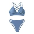 thumbnail image 4 of Lopeceal Women's Push Up V Neck Bikini Sets Criss Cross Back Two Piece Bathing Suit, 4 of 4