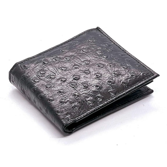 RFID Blocking Genuine Leather Ostrich Print Men's Bifold Wallet Credit Card Holder