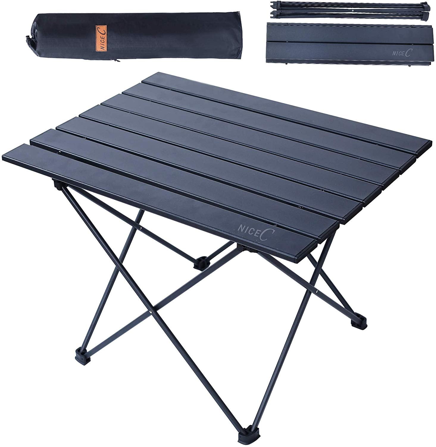 Ozark Trail Square Folding Aluminum Roll-Top Camp Table,31.5” x 