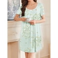 thumbnail image 2 of Avidlove Nightgowns for Women Pleated Sleep Shirts Lace Trim Neck Sleep Dress Short Sleeve Night Shirts, 2 of 7