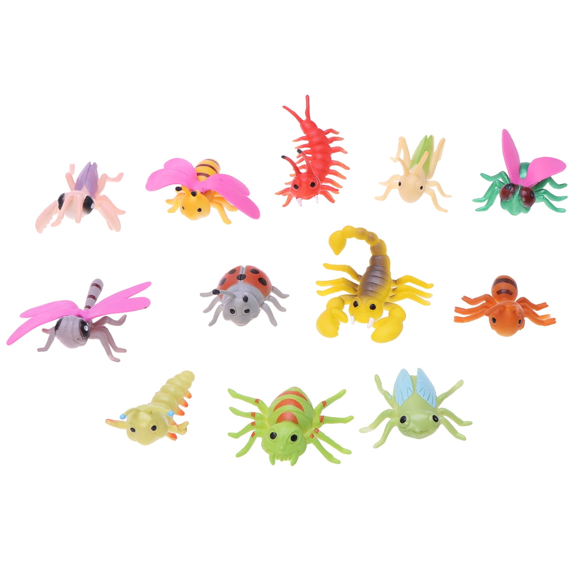 12 piezas de insectos de simulación, modelo de plástico, mini juguete ...