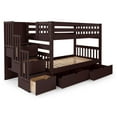 thumbnail image 4 of Bedz King Stairway Bunk Beds Twin over Twin with 3 Drawers in the Steps and 2 Under Bed Drawers, Dark Cherry, 4 of 10
