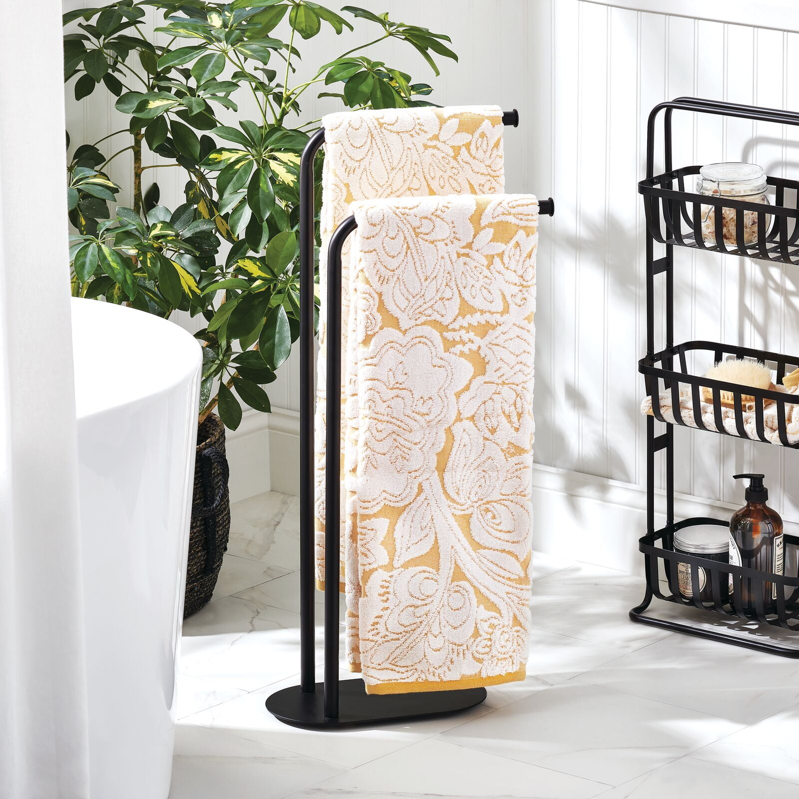 Tall free standing towel rack sale