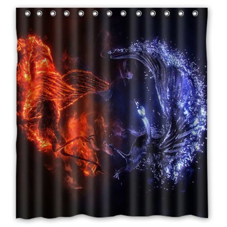 Hellodecor Fire Ice Birds Shower Curtain Polyester Fabric Bathroom