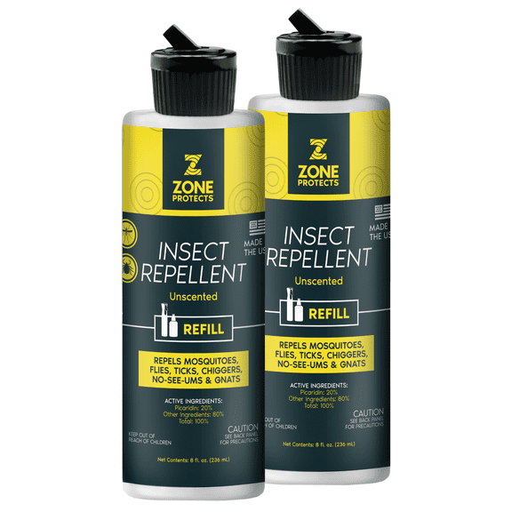 Zone Protects Unscented Picaridin Insect Repellent 8oz Refill Twin Pack