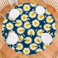 thumbnail image 2 of Round Tablecloth with Elastic Edge, Daisy Print for Kitchen or Patio Use, Water-Resistant Fabric, Fits 44-52 Inch, 2 of 7