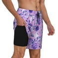 thumbnail image 3 of Haiem Violet Mens Swim Trunks with Compression Liner 2 in 1 Swimming Shorts Stretch Swimwear Quick Dry,Board Shorts-XX-Large, 3 of 9