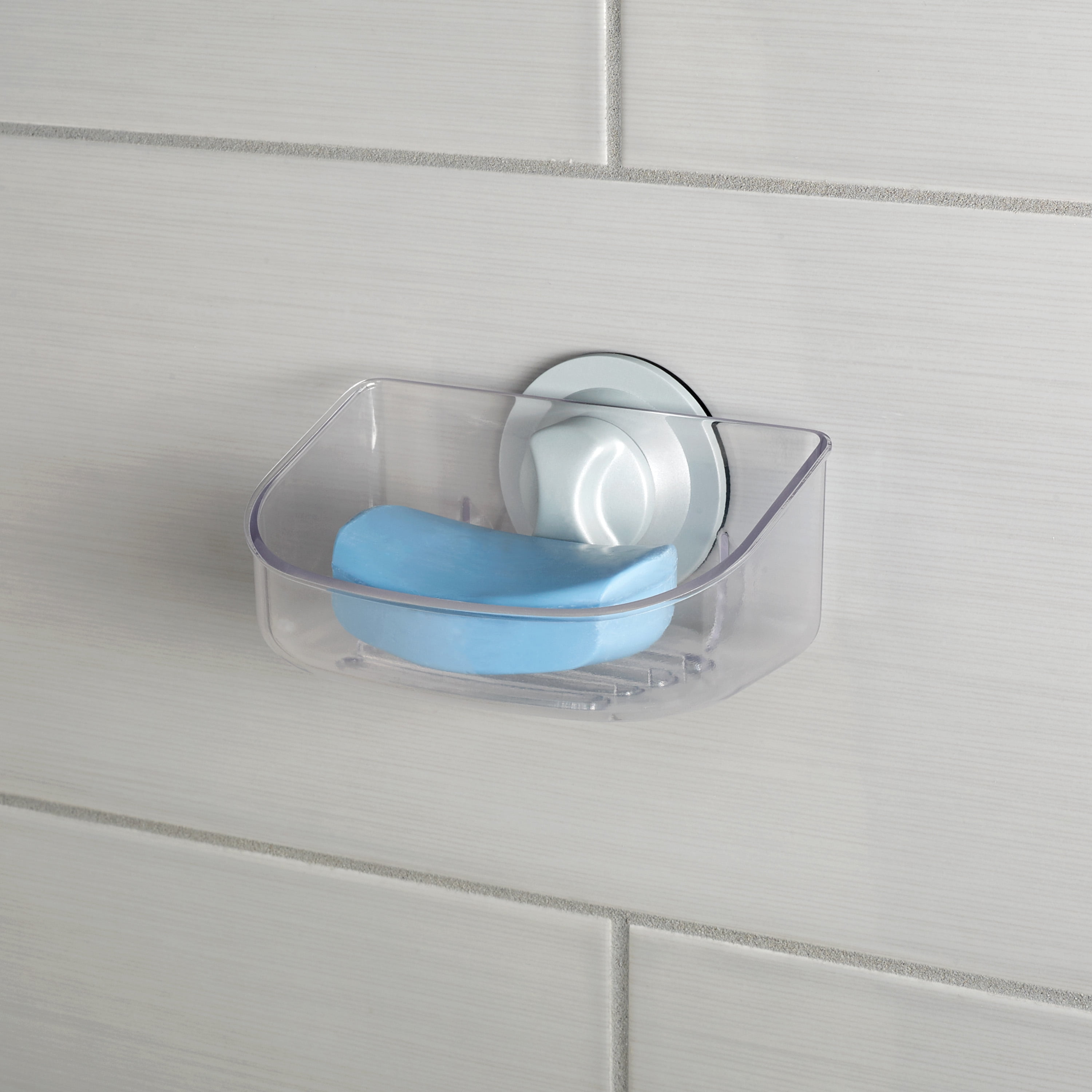 Bath Bliss Gel Suction Soap Dish in Chrome - Shower-mounted Soap Dish with  No Tools Required Installation