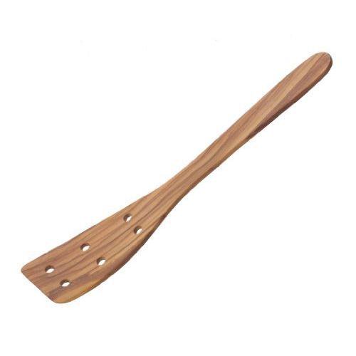 Scanwood 12" Solid Olive Wood Spatula Scraper with Holes