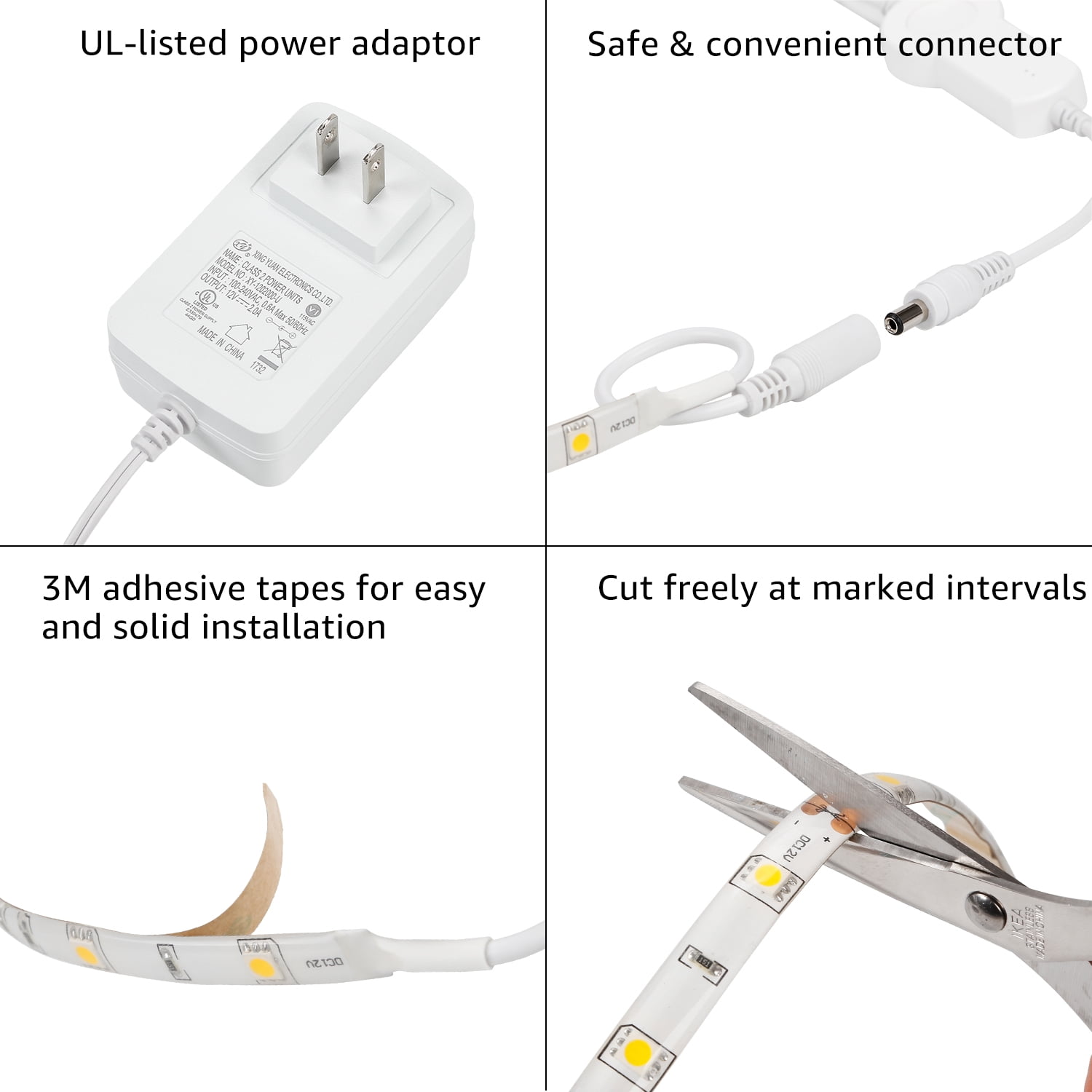 16.4 ft LED Strip Lights with Remote Control, Flexible Tape Light, IP65 Waterproof Lighting Kit, 3000K Warm White