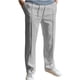 thumbnail image 1 of Pantalones largos de sarga para hombre, con cordón ajustable, cintura elástica, holgados, para correr, informales, de poliéster, 1 of 2