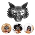 thumbnail image 4 of ColoMX Máscara de lobo de Halloween ornamento para adultos Máscara de mascarada de animales realista Máscara de disfraz de lobo de media cara para fiesta de cosplay Máscara de cara de lobo única, 4 of 7