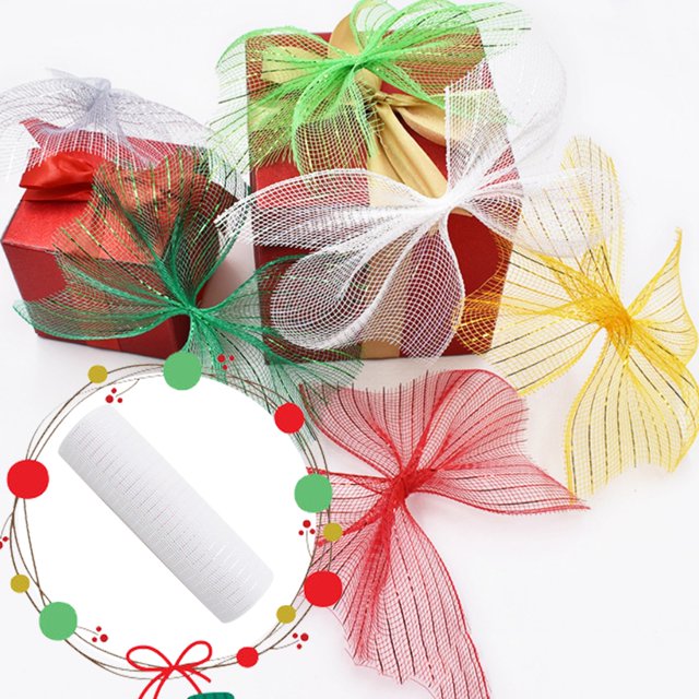 Home Tools Poly Mesh Ribbon with Metallic Foil Each Roll for Wreaths Swags Bows Wrapping And Decorating