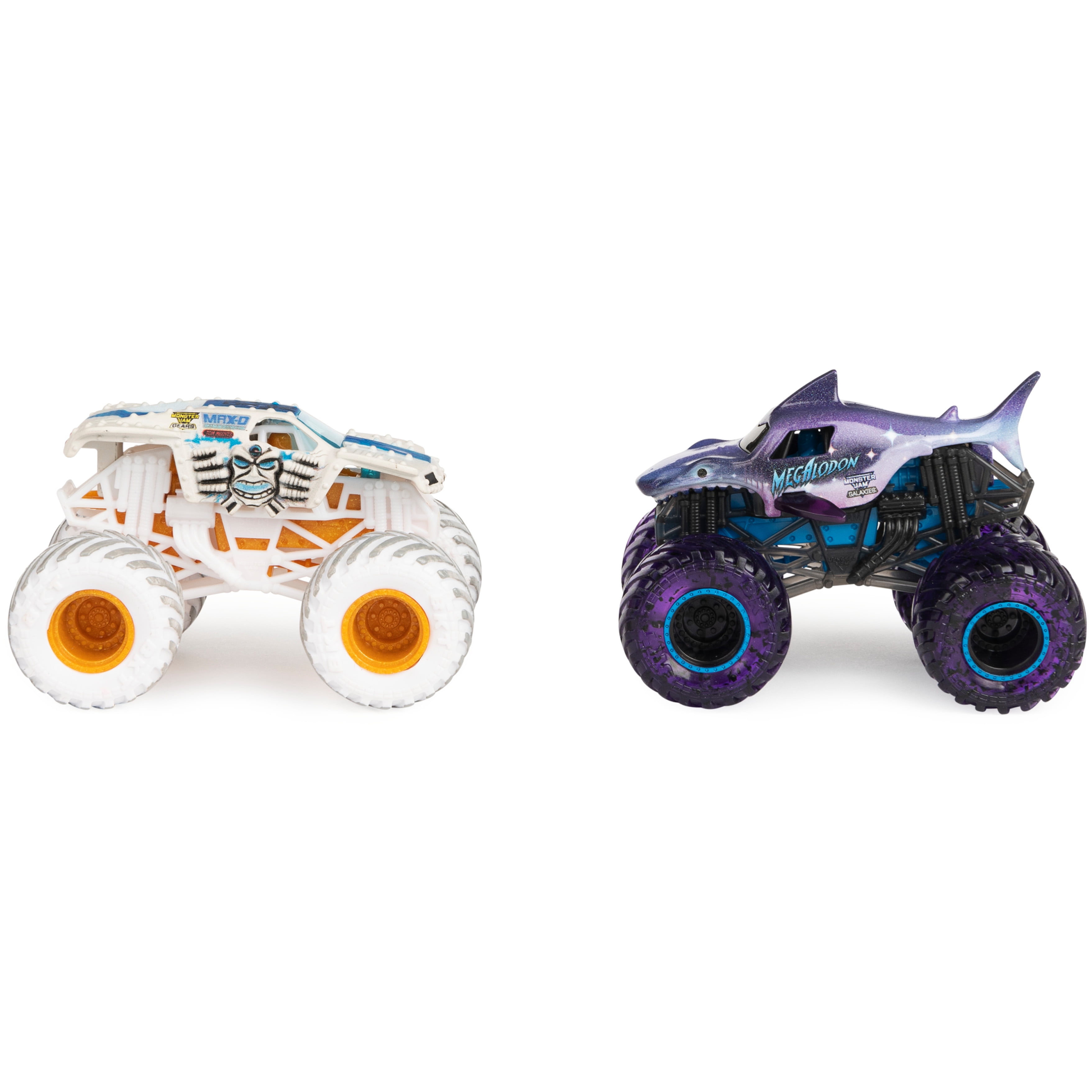 Monster Jam, Official Gears Max-D Vs. Galaxies Megalodon Die-Cast Monster Trucks, 1:64 Scale (Walmart Exclusive)