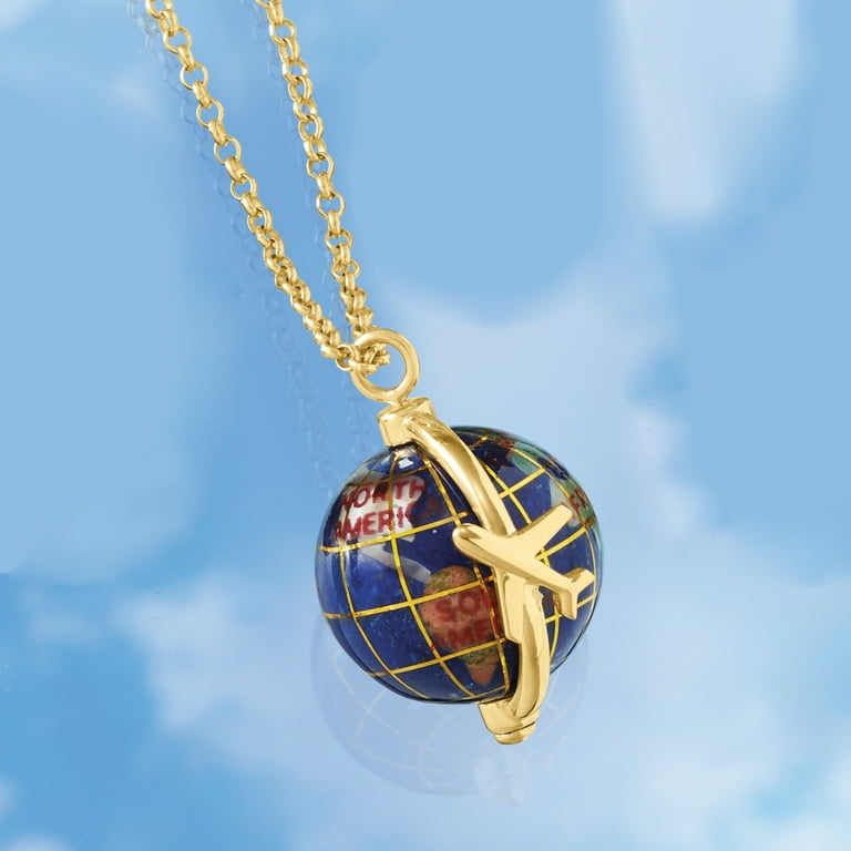 Ross Simons Italian Multi Gemstone World Travel Globe Pendant