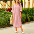 thumbnail image 2 of Bxsruta Womens Button Down Shirt Dress Casual Long Sleeve Collared Midi Dresses Beach Cover Up, 2 of 6