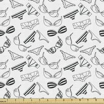 Ambesonne Black and White Fabric by the Yard Upholstery, Lingerie Doodle, 1 Yard, Black White