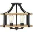 thumbnail image 4 of Franklin Iron Works Buford Rustic Farmhouse Ceiling Light Semi Flush Mount Fixture 18" Wide Faux Wood Black 4-Light for Bedroom Kitchen Living Room, 4 of 7