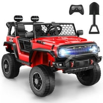 Funcid 24V Ride on Car with Remote Control & 2 Seater, 2WD/4WD Switchable Powered Ride on Toys for Boys, Girls, 4 x 100W Kids Ride on Truck, Colorful LED Lights, Bluetooth, MP3, USB, 6MPH, Red