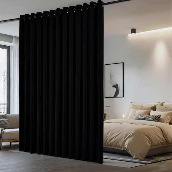 NICETOWN Room Divider Heavy Curtain Screen Partitions, Hide Clutter Separate Functions Grommet Portable Room Divider Screen Curta